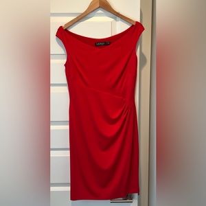 MUST GO ♥️ Lauren Ralph Lauren Scoop Neck Red Cocktail Dress - Size 8  EUC
